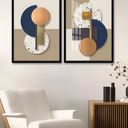 Myntra Elegant Homes White & Blue 2 Piece Abstract Printed Minimalist Canvas Wall Art-image-82