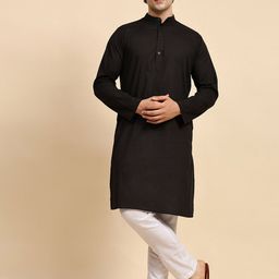 SKAVIJ Band Collar Pure Cotton Kurta with Trouser-image-20