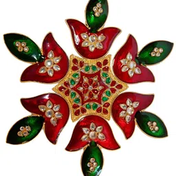 Kala Samarpan Red & Green Embellished Rangoli Centerpiece-53