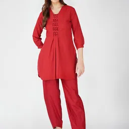Bindigasm Embellished V-Neck Oure Cotton Tunic & Palazzos-picture-40