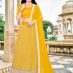 F Plus Fashion Net Semi-Stitched Lehenga Choli-image-74