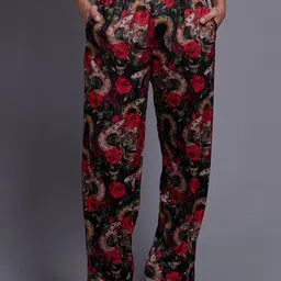 GO DEVIL Men Floral Printed Original Loose Fit High-Rise Joggers Trousers-picture-34