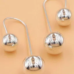 Estailo fashion Silver-Plated Artificial Beaded Spherical Shaped Drop Earrings-picture-4