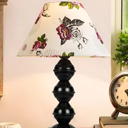 Decorcity Black Printed Metal Traditional Frusturical Shaped Table Lamp-45