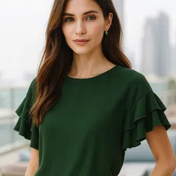 4WRD by Dressberry Women Flutter Sleeve Ruffles Georgette Top-picture-10