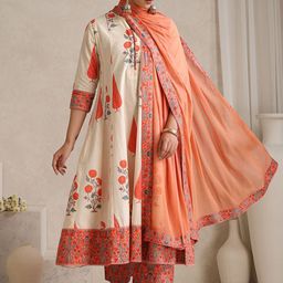 Khushal K Women Floral Printed Regular Pure Cotton Kurta with Palazzos & With Dupatta-image-70