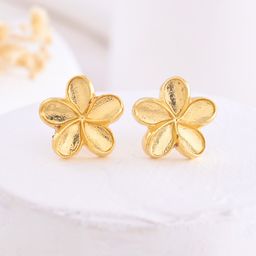 VOJ Stainless Steel Gold Plated Floral Shaped Studs-picture-13
