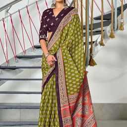 PEENGAX Pure Cotton Block Print Saree-image-4