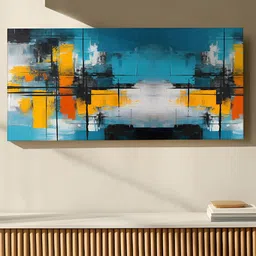 Art Street Blue & Yellow Abstract Canvas Wall Art-image-97