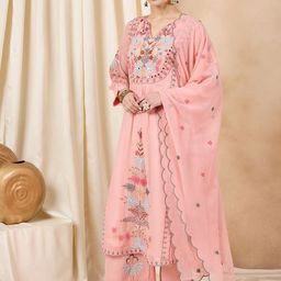 KALINI Women Floral Embroidered Regular Thread Work Kurta with Palazzos & With Dupatta-10