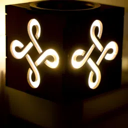 Gojeeva Brown Wooden Camphor Diffuser With Switch And Lamp image 2