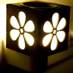 Gojeeva Brown Wooden Camphor Diffuser Glass With Switch image 5
