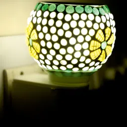 Gojeeva White & Yellow Glass Camphor Diffuser With Switch And Lamp image 4