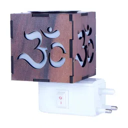 Gojeeva Brown & White Camphor Diffuser Wooden & Glass With Switch image 2