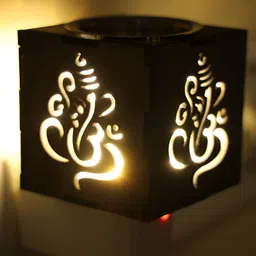 Gojeeva Brown Wooden Camphor Diffuser With Switch And Lamp image 2