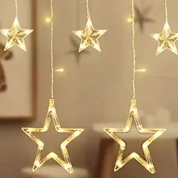 SPARK WORLD Yellow Star Shape LED Curtain Fairy String Lights image 3
