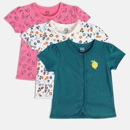 MINI KLUB Infant Girls Pack Of 3 Printed Pure Cotton Jhablas-image-84