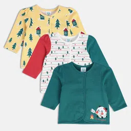 MINI KLUB Infant Girls Pack Of 3 Printed Pure Cotton Jhablas-28