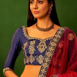MANVAA Embellished Semi-Stitched Lehenga & Unstitched Blouse With Dupatta image 2