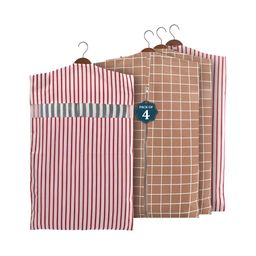 Aura Maroon & Brown 4 Pieces Cotton Hanging Clothes Packing Bags-34