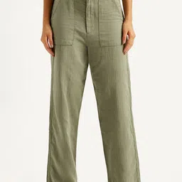 Levis Women Classic Textured Loose Fit Cotton Trousers-picture-44