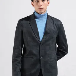 The Indian Garage Co. X Luxe Checked Comfort-Fit Single Breasted Blazer-picture-49