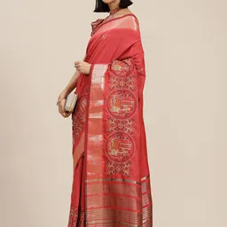 DIVASTRI Ethnic Motifs Embroidered Banarasi Saree With Unstitched Blouse Piece-picture-45