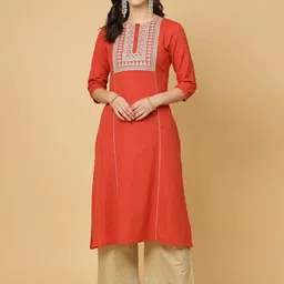 Pistaa Floral Embroidered Cotton A-Line Kurta-picture-46