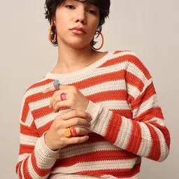 ONLY Women Striped Round Neck Pullover-image-65