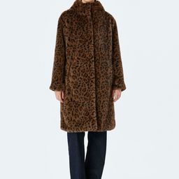 Koton Printed Faux Fur Knee-Length Overcoat-image-3