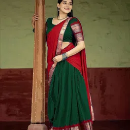 R K INFINITIVE Woven Design Semi-Stitched Lehenga & Unstitched Blouse With Dupatta image 3