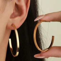 SALTY Jubilant Stainless Steel Circular Half Hoop Earrings-58