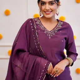 Sita Thread Work Embroidered Kurta with Trouser & Dupatta-picture-7
