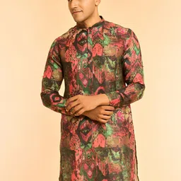 Diwas by Manyavar Men Abstract Printed Mandarin Collar Kurta-picture-2