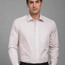Louis Philippe Geometric Printed Spread Collar Formal Cotton Shirt-image-83