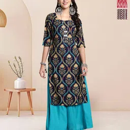 7Threads Selection Of 3 Floral Printed Round Neck Straight Kurtas-picture-23