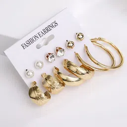 Yellow Chimes Set Of 6 Contemporary Studs Earrings image 4