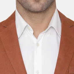 Wintage Men Rust-Coloured Solid Regular-Fit Single-Breasted Woolen Blazer image 4