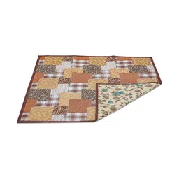 CASA-NEST Brown Printed Reversible Waterproof Bedsheet Protector-44