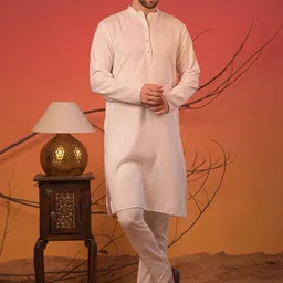 Rangkathaa Men Woven Design Festive Satin Straight Kurta-picture-51