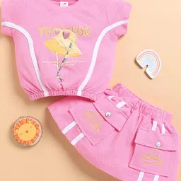I LOVE MOM Girls Pink Clothing Set-image-93
