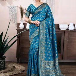 AVANTIKA FASHION Ethnic Motif Woven Design Zari Pure Silk Banarasi Saree-picture-34