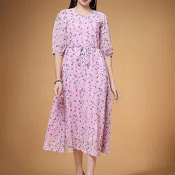 Moda Rapido Floral Print Applique Fit & Flare Dress-picture-15