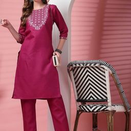 Moda Rapido Women Purple Yoke Design Viscose Rayon Tunic & Palazzos-picture-7