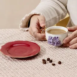 peppy little things White & Red Floral Textured Ceramic Glossy Cups-17