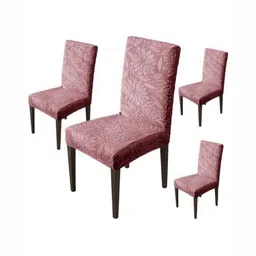 HOUSE OF QUIRK Maroon 4 Pieces Floral Waterproof Dining Chair Covers-image-80