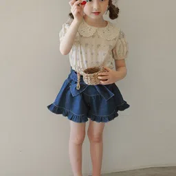 LULU & SKY Girls Washed Loose Fit Denim Shorts-image-57