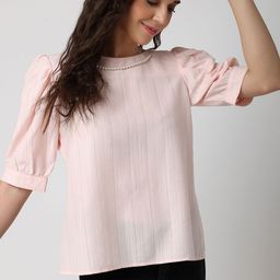 BLANC9 Womens Solid Round Neck Top-image-7
