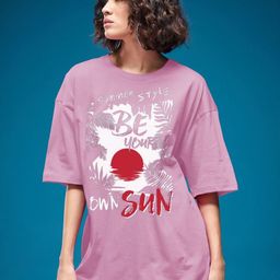 SMARTEES Women Printed Drop-Shoulder Sleeves Raw Edge T-shirt-image-60