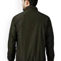 Zeel Men Geometric Windcheater Crop Bomber Jacket image 4